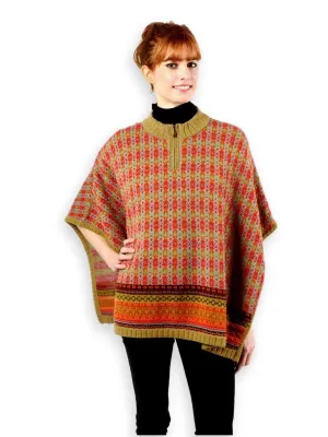 100% Baby Alpaca Poncho Sweater - Multi-color