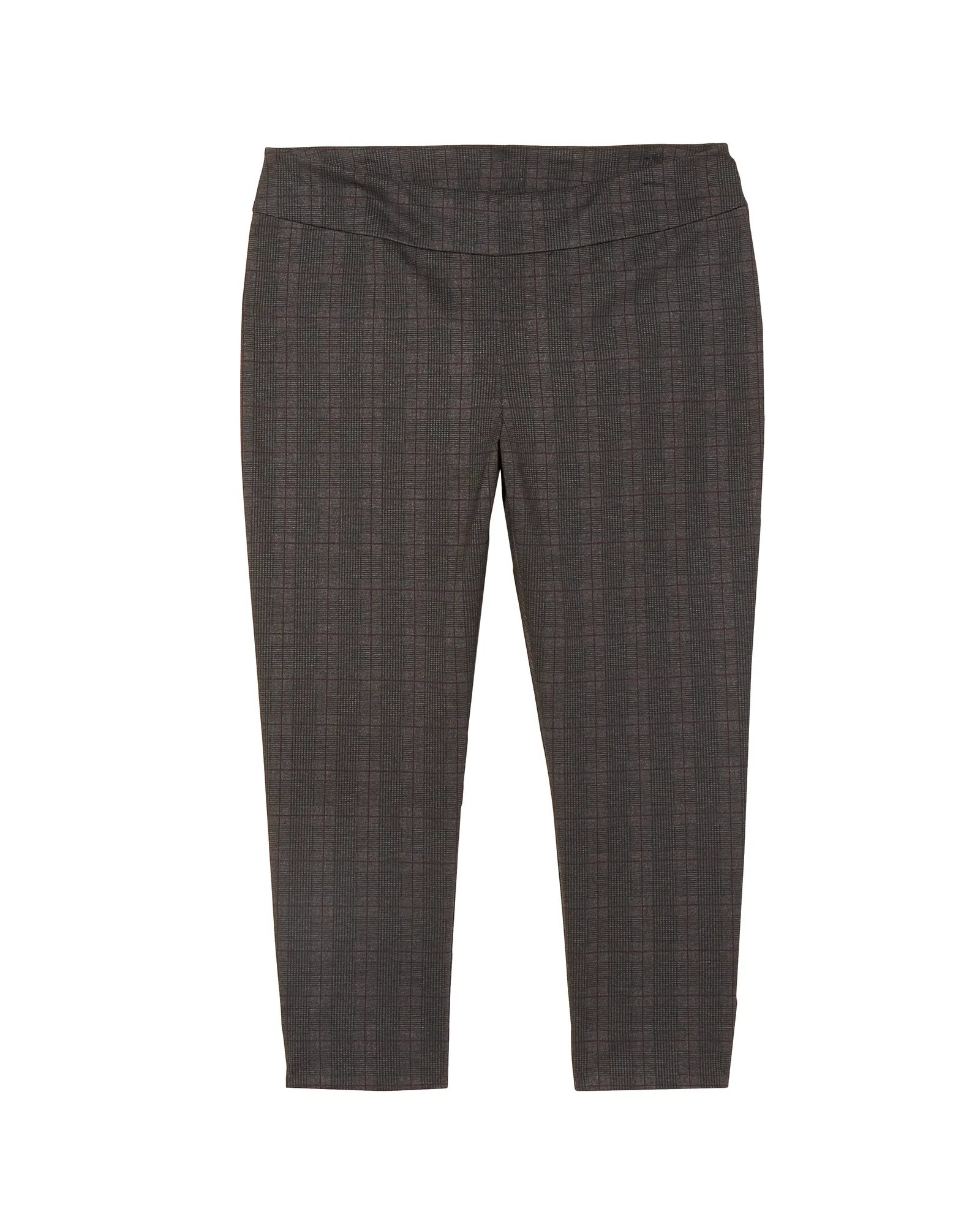 Alba Patterned Slim Compression Ankle Pant | Charcoal Grey / Burgundy