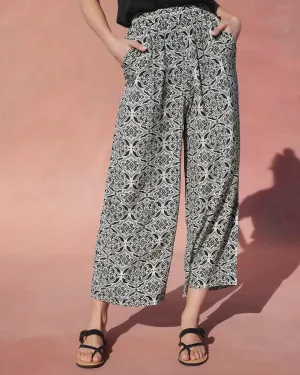 Alessandra Duomo Print Silk Wide Leg Pant