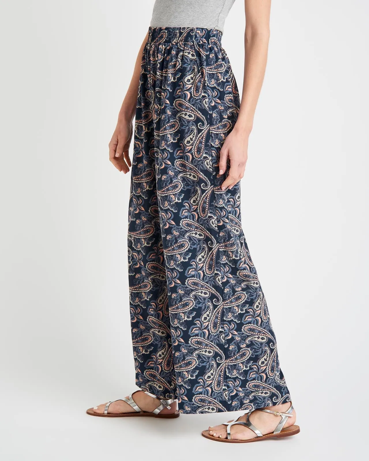 Alessandra Paisley Silk Wide Leg Pant