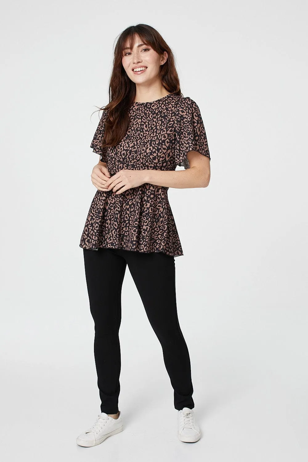 Animal Print Peplum Blouse