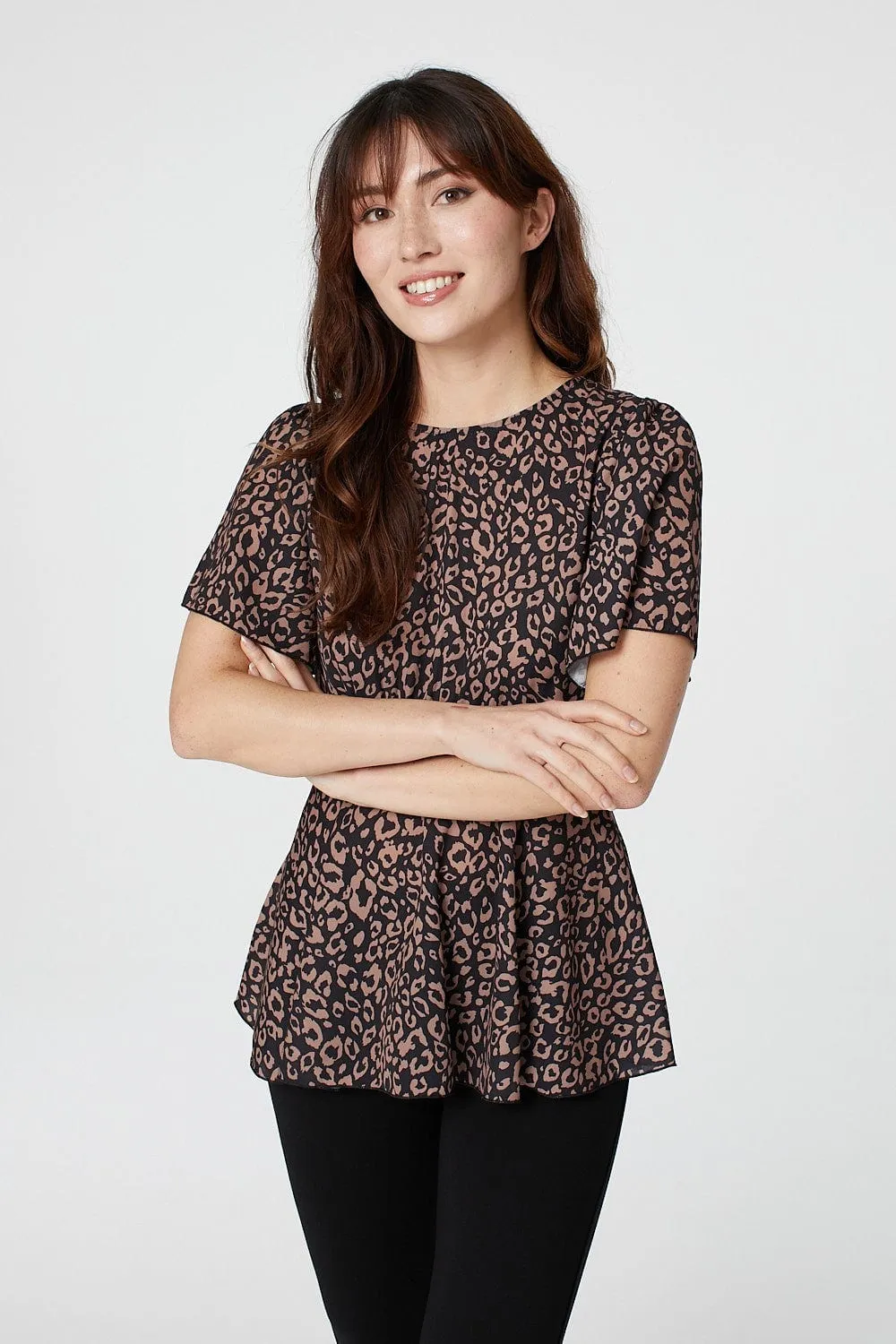 Animal Print Peplum Blouse