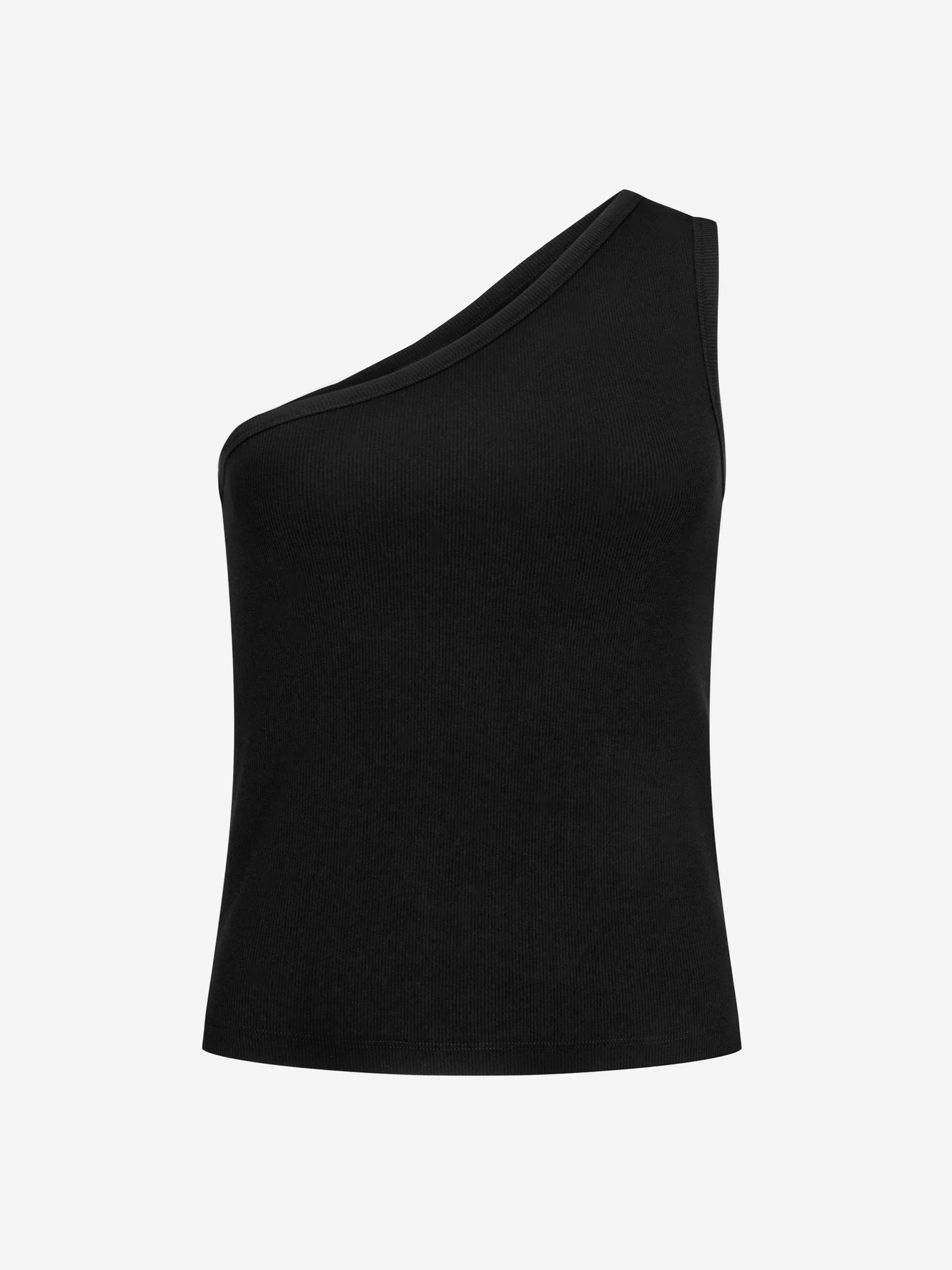 Asymertric Organic Cotton Knit Tank - Black