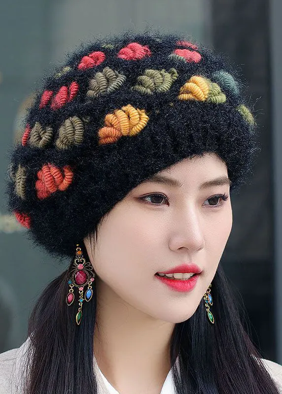 Beautiful Resilient Warm Fleece Handmade Knit Beret Hat