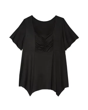 Bella Short Flutter Sleeve Empire Waist Tee | Black