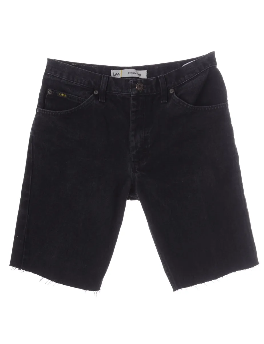 Beyond Retro Label Toby Mens Denim Shorts Black With Multiple Pockets