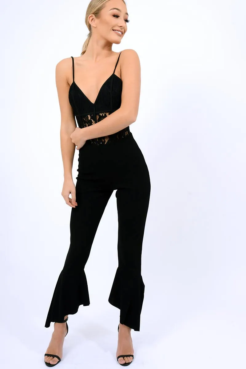 Black Frill Hem Trousers - Payton