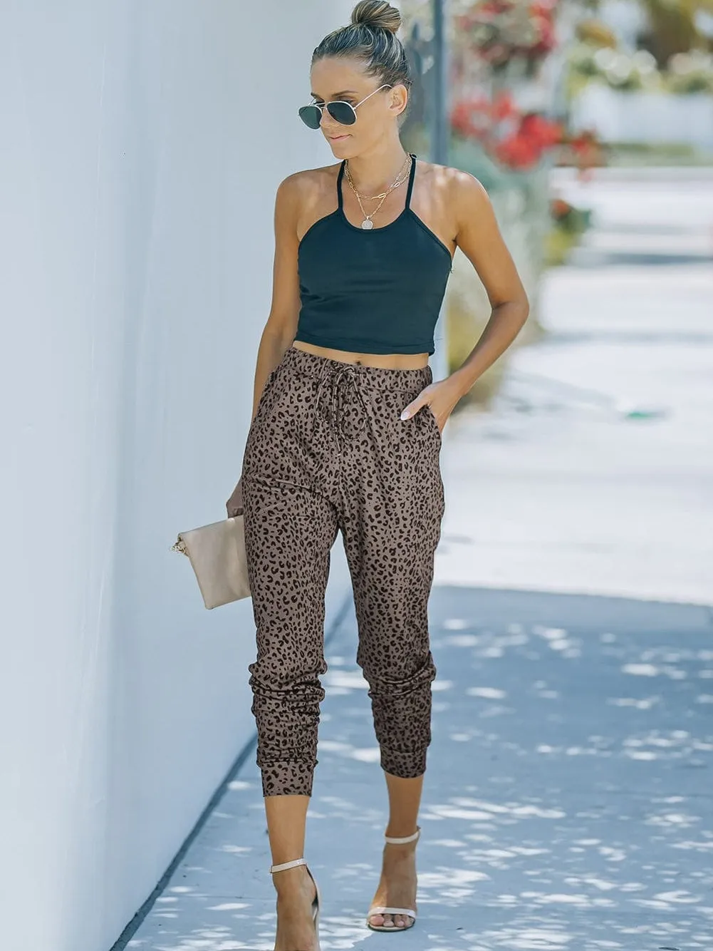 Breezy Brown Leopard Print Joggers