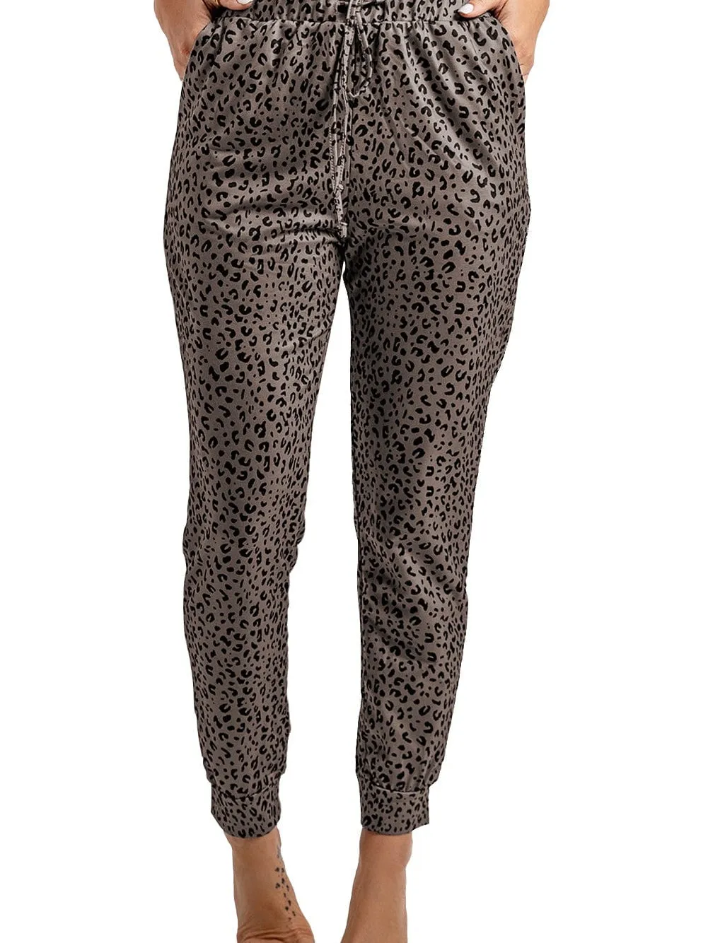 Breezy Brown Leopard Print Joggers