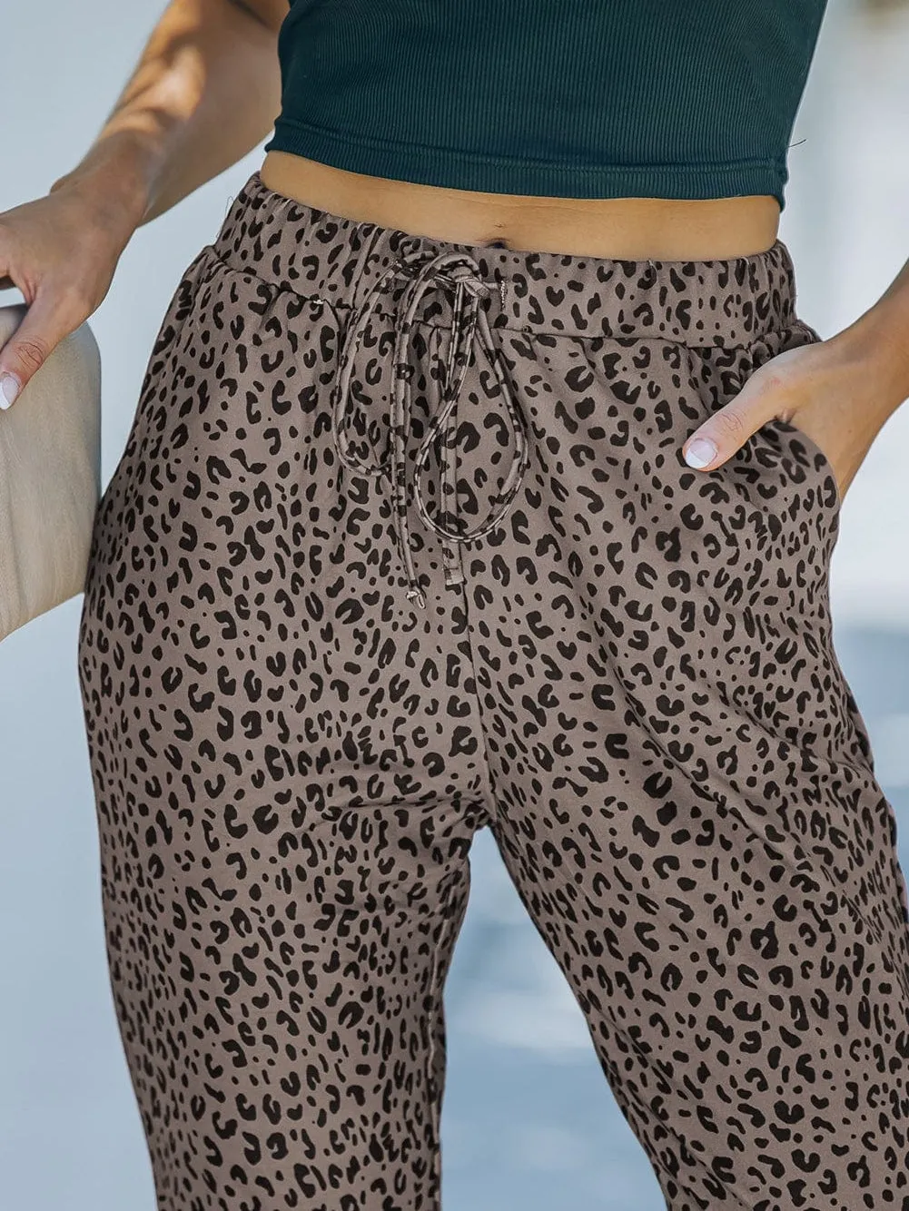 Breezy Brown Leopard Print Joggers