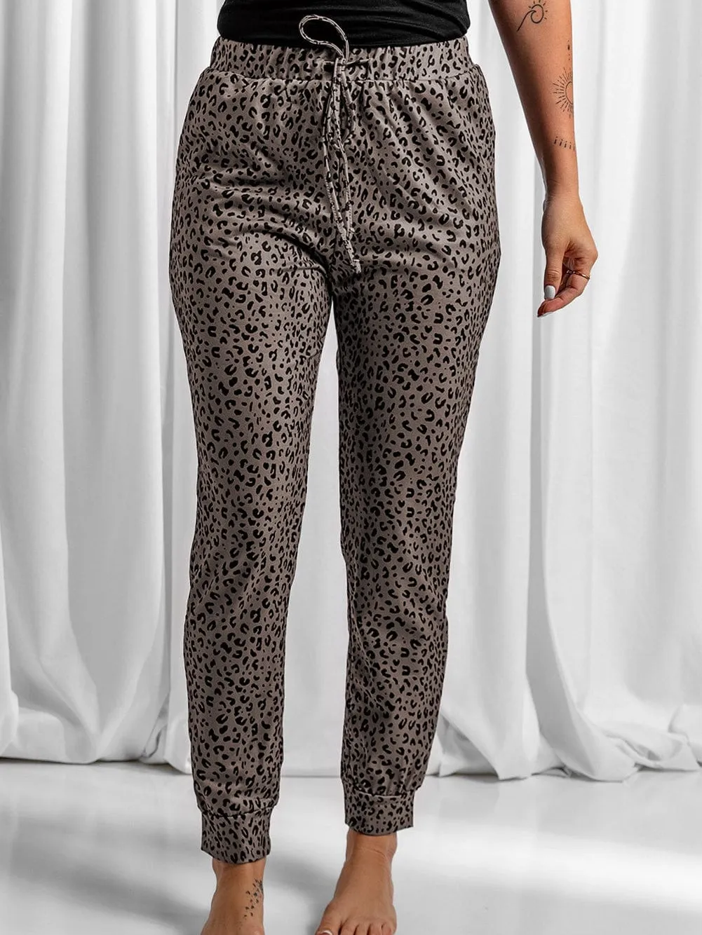 Breezy Brown Leopard Print Joggers