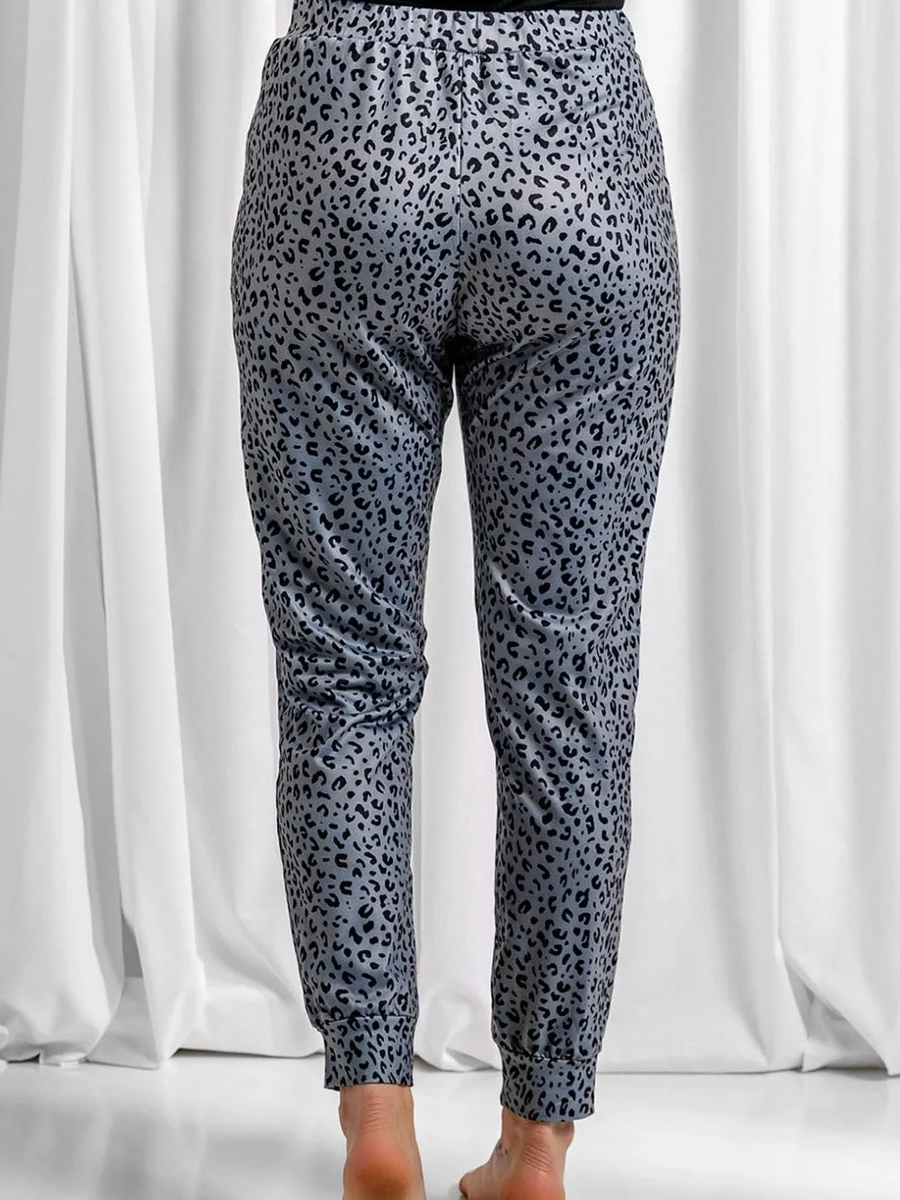 Breezy Gray Leopard Print Joggers