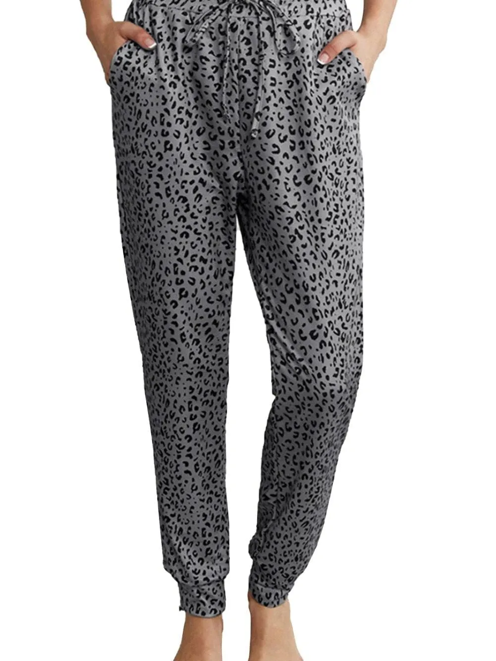 Breezy Gray Leopard Print Joggers