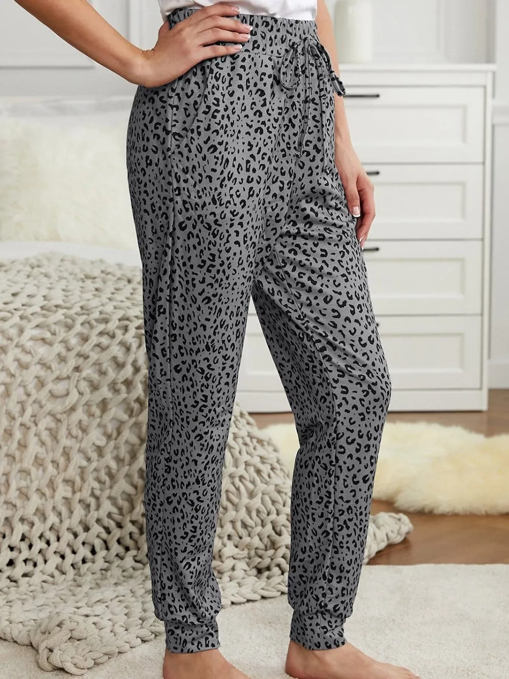 Breezy Gray Leopard Print Joggers