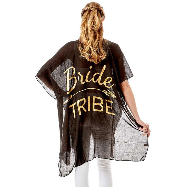 Bride Tribe Solid Lettering Cover Up Poncho