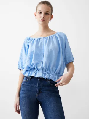 Button Crinkle Peasant Top