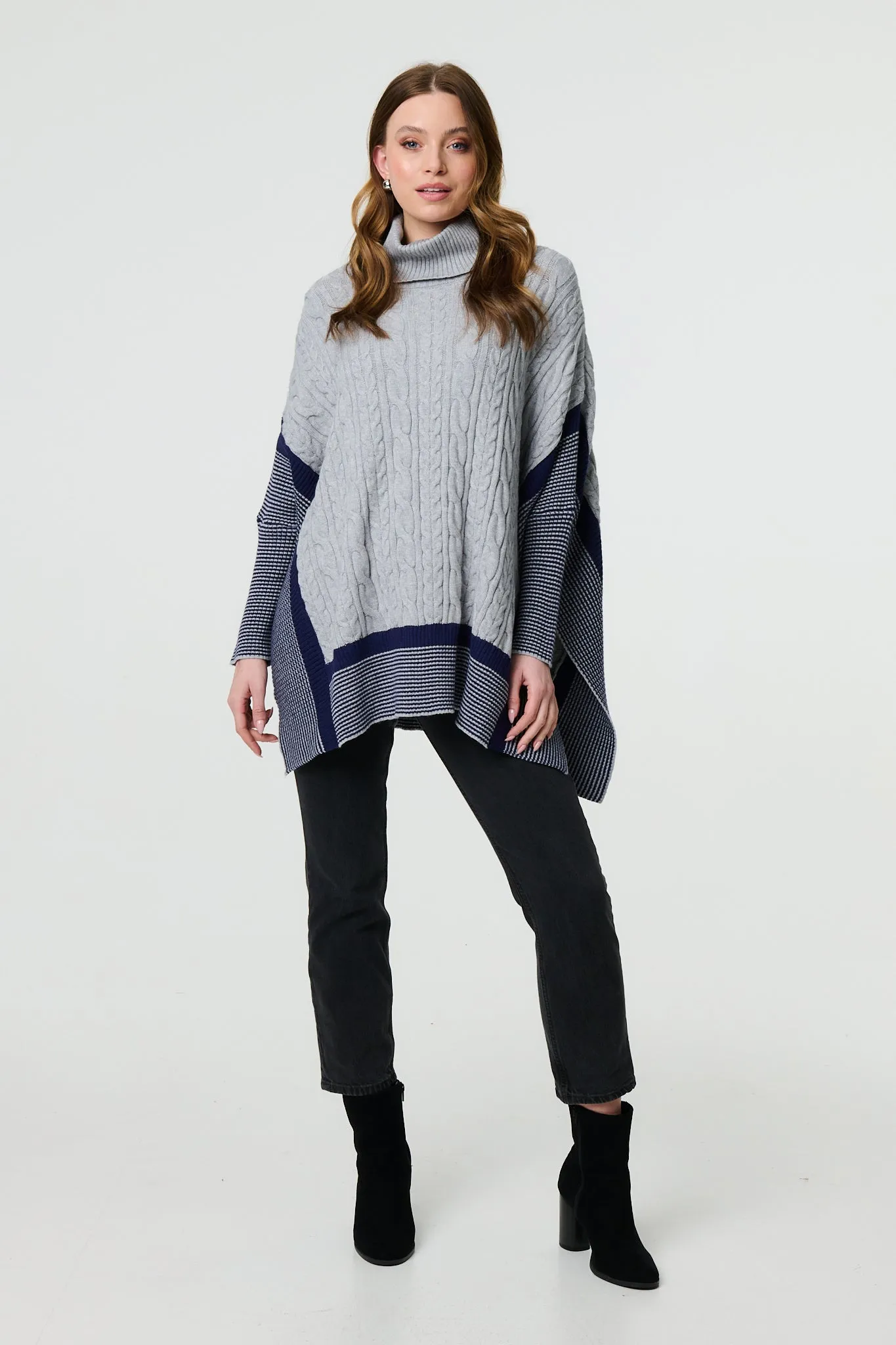 Cable Knit Roll Neck Knit Jumper