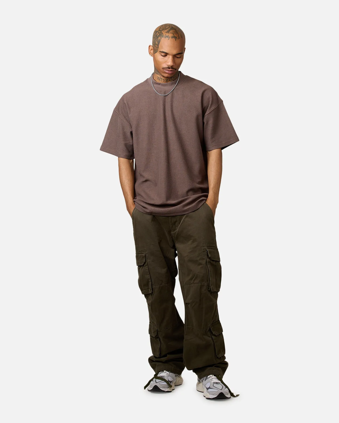 Carre Terry Oversized T-Shirt Brown