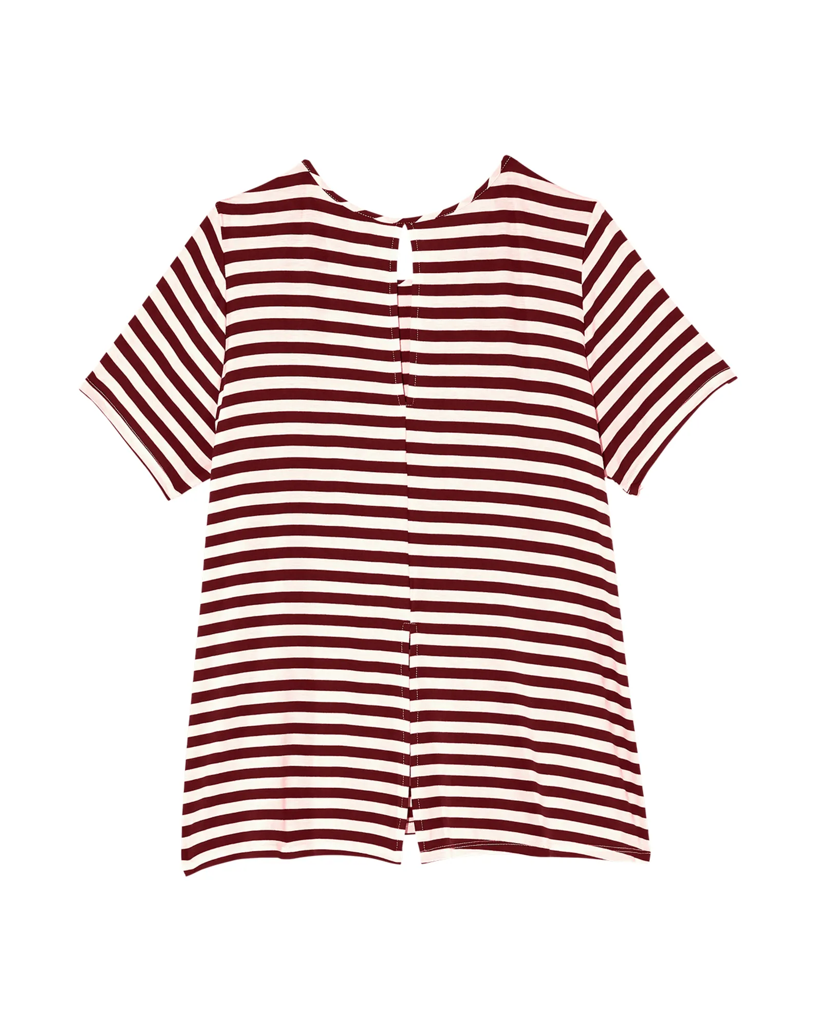 Casey Short Sleeve Split Back Tee | Burgundy / Ivory