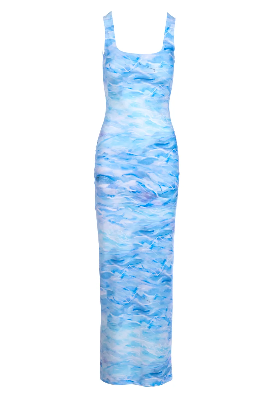 Caterina Long Stretch Knit Dress in Ocean Brush