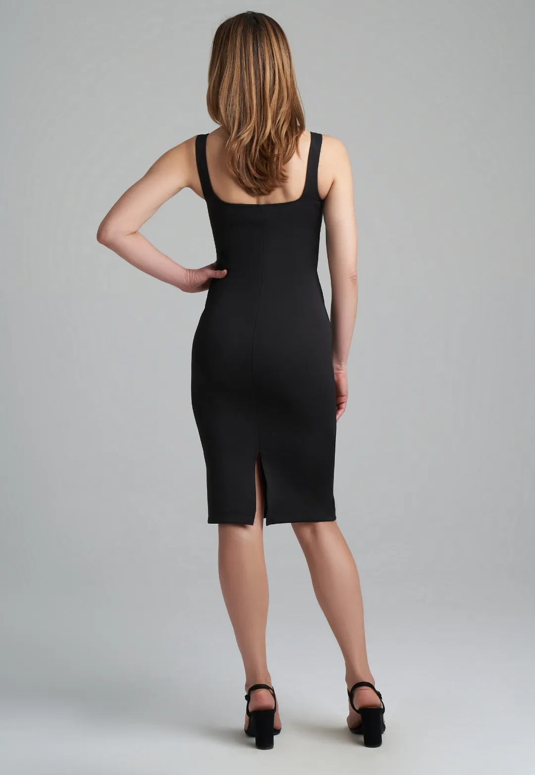 Caterina Short Stretch Knit Dress in Black