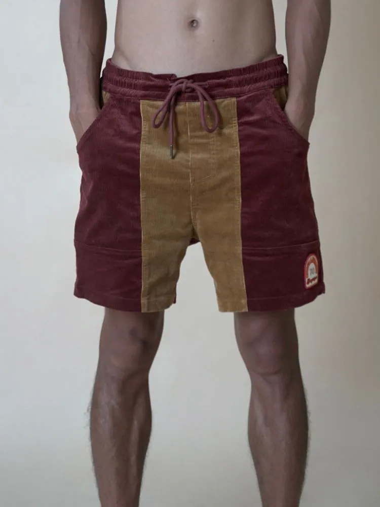 CHILLHANG 70s Retro Corduroy Patchwork Shorts