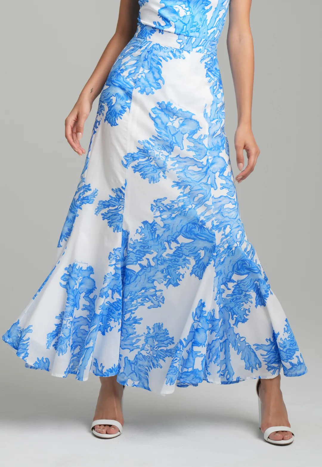 Crawford Cotton Skirt in Blue Coral