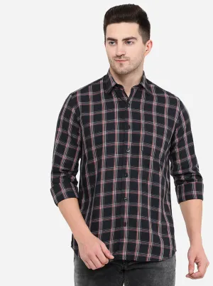 Dark Blue Checked Smart Fit Casual Shirt | Greenfibre