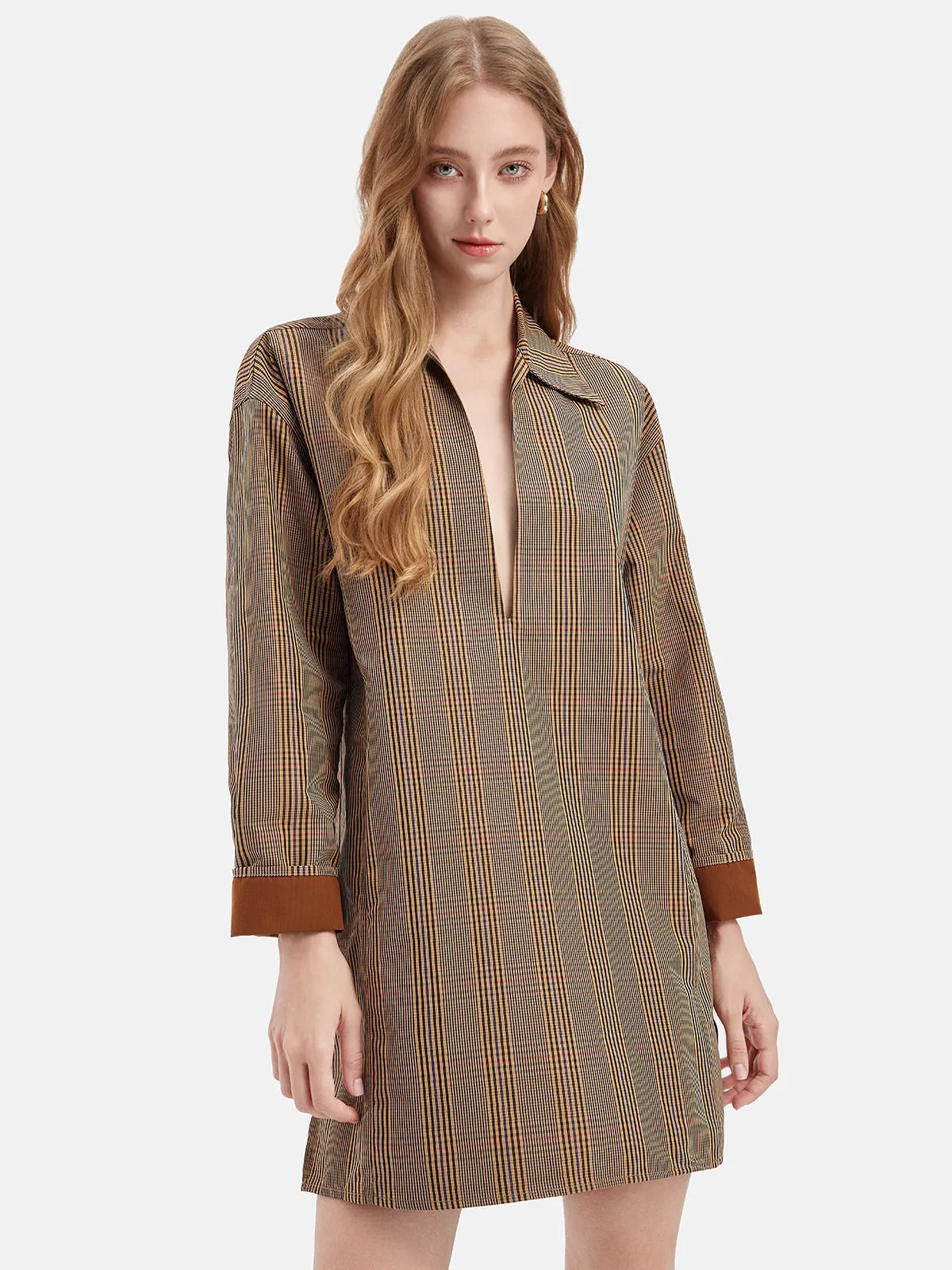 Detachable Collar Plaid Dress