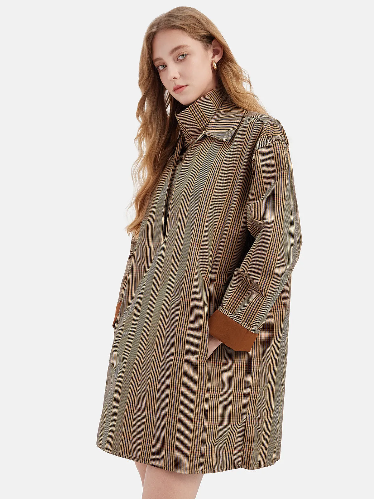 Detachable Collar Plaid Dress