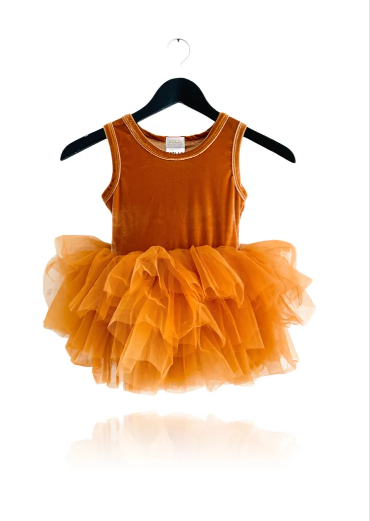 DOLLY TIMELESS VELVET TUTU DRESS caramel