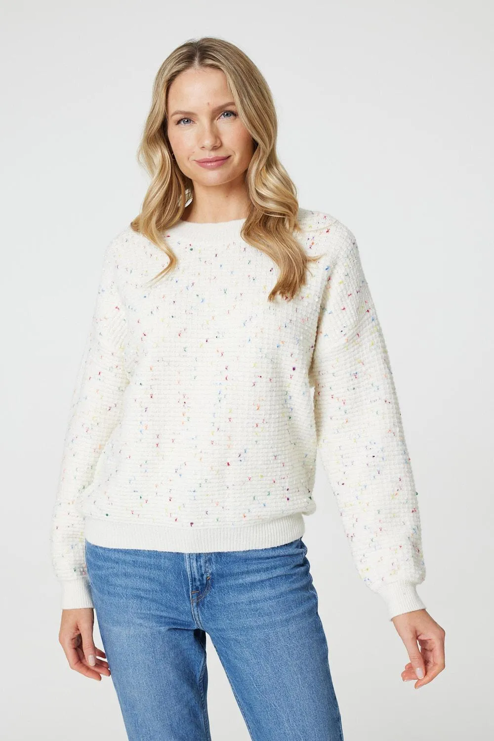 Dotted Knit Long Sleeve Jumper