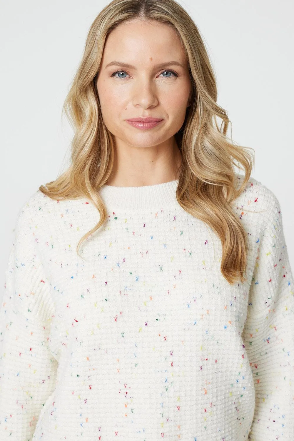 Dotted Knit Long Sleeve Jumper