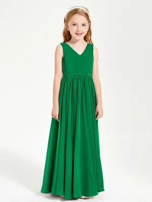 Elegant Sleeveless Junior Bridesmaid Dresses Emerald