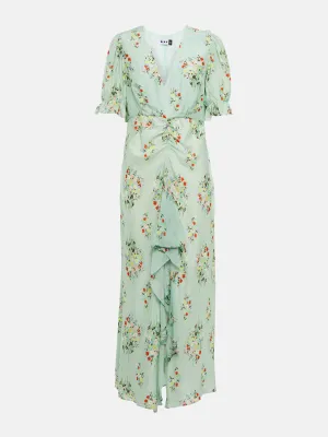 Floral cotton and silk dress