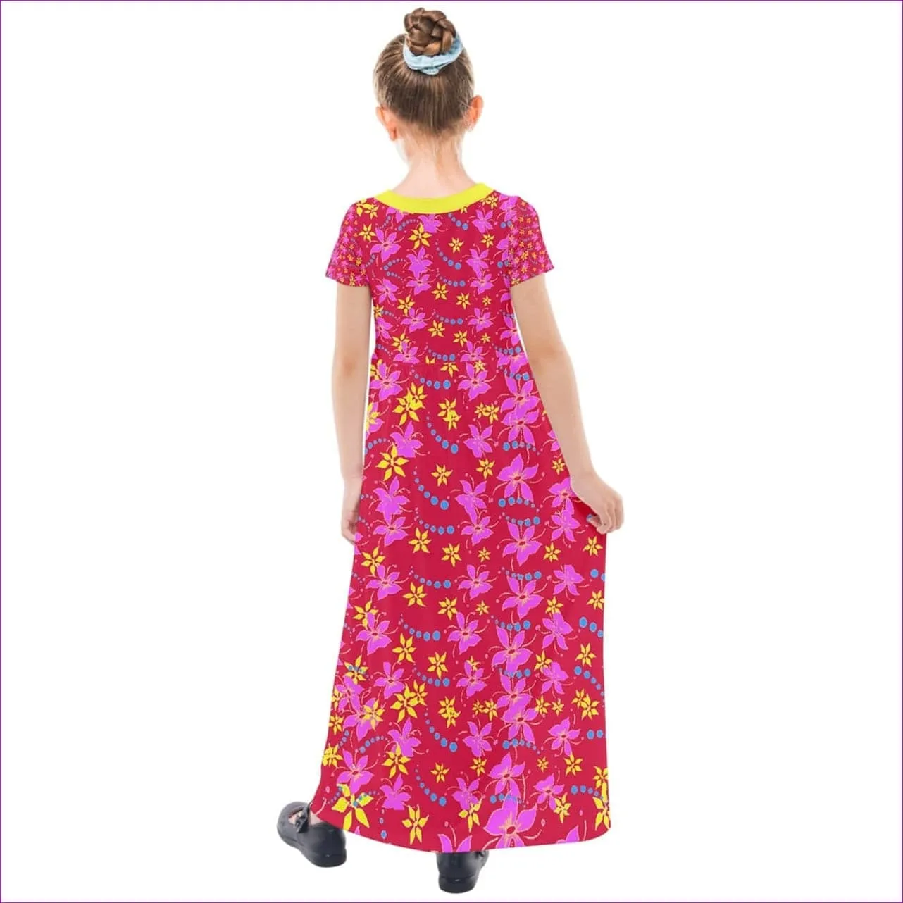 Floral Wear Kids Short Sleeve Maxi Dress