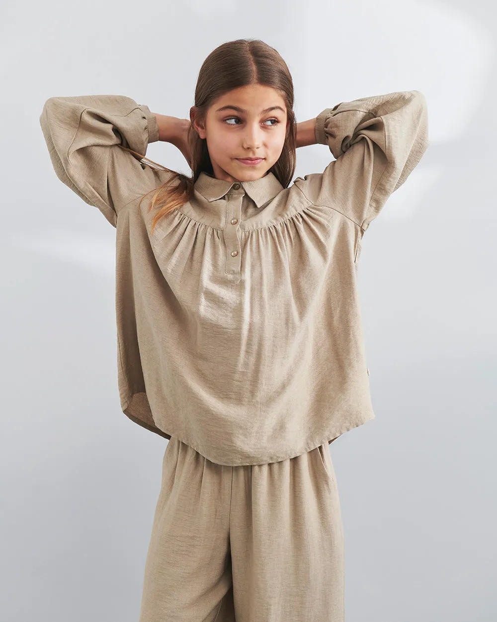 Fluid Wide Trousers - Tween - Dark Beige