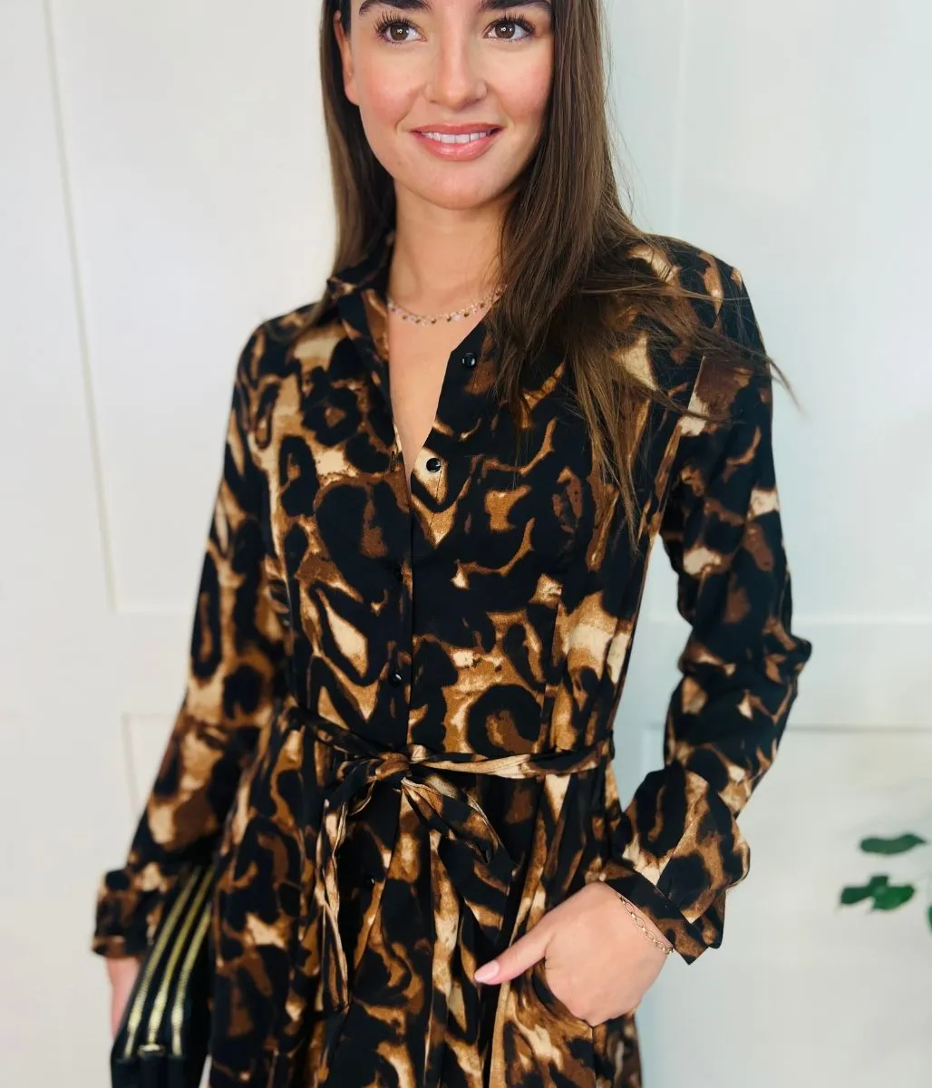 Freya Leopard Print Shirt Dress