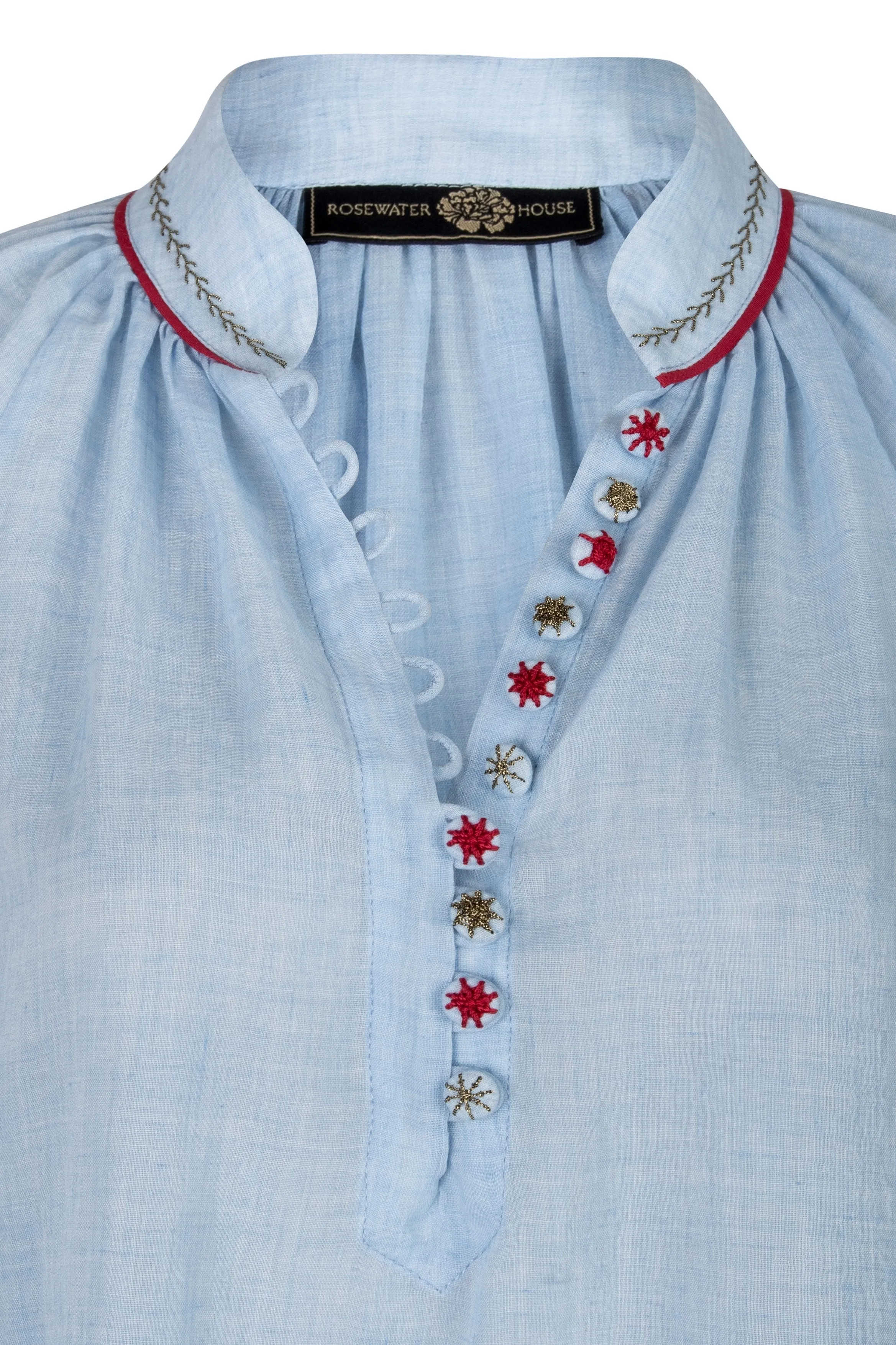 Golab Blouse - Blue & Red (Limited Edition) by RosewaterHouse