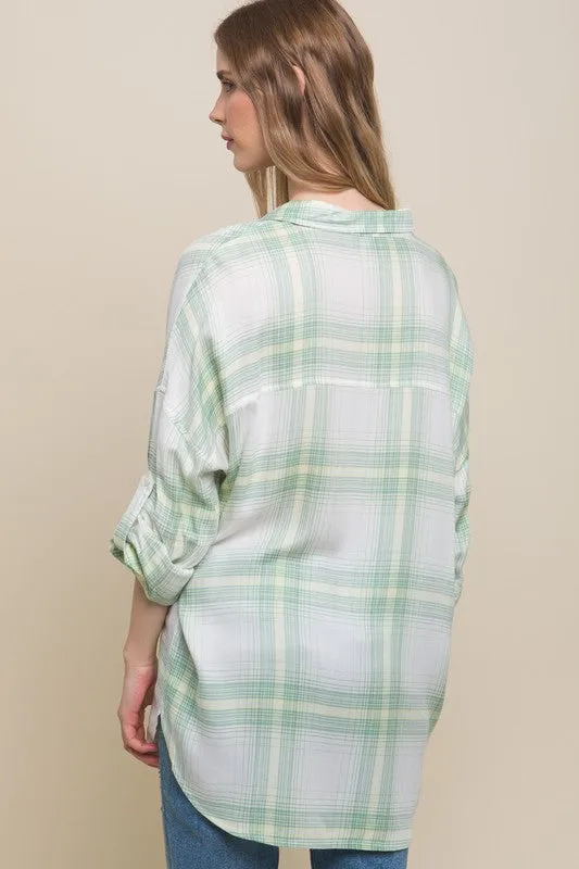 Green Oversized Plaid Shirt