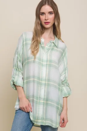 Green Oversized Plaid Shirt