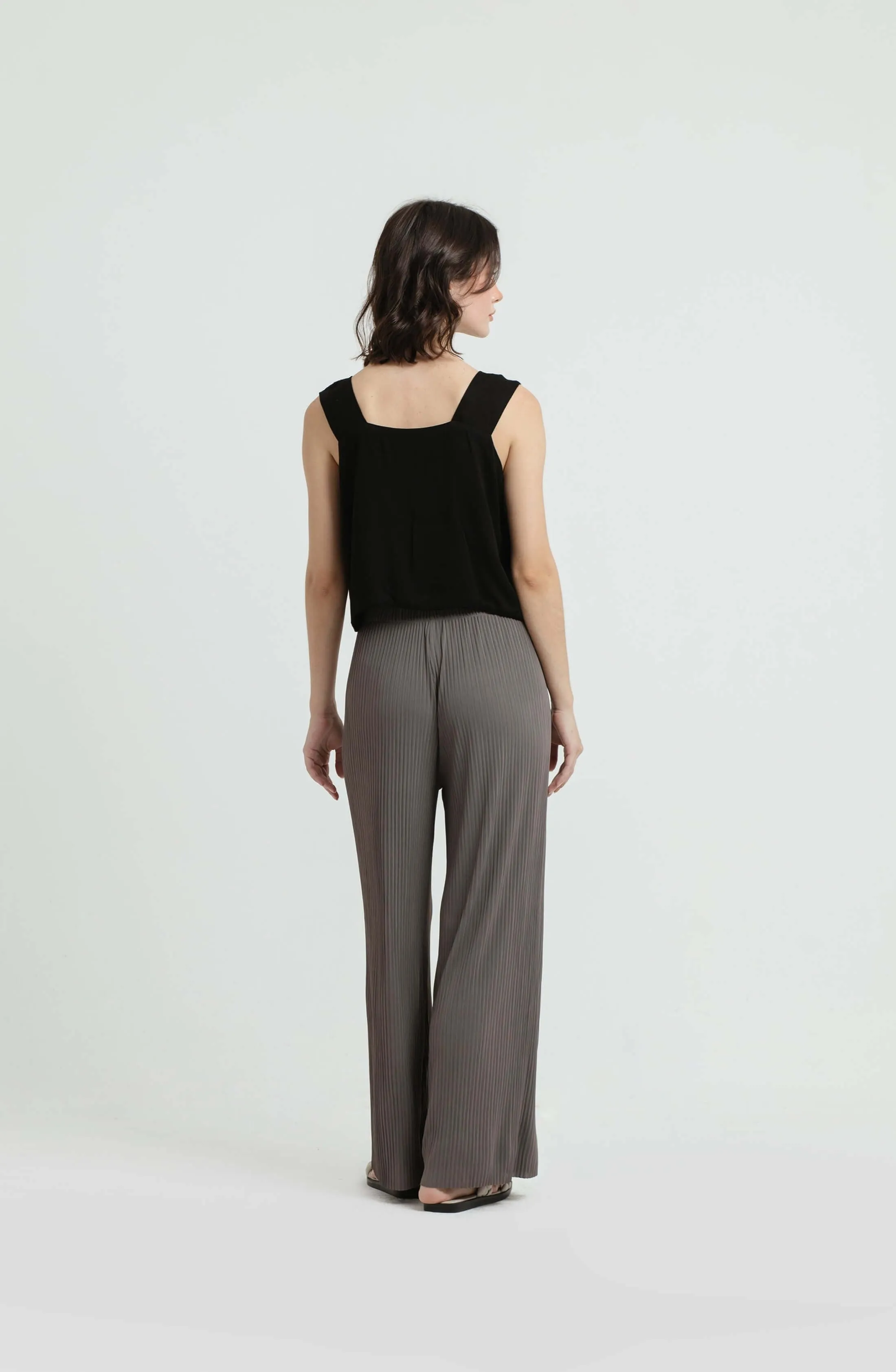 Grey Easy Pleated Pants