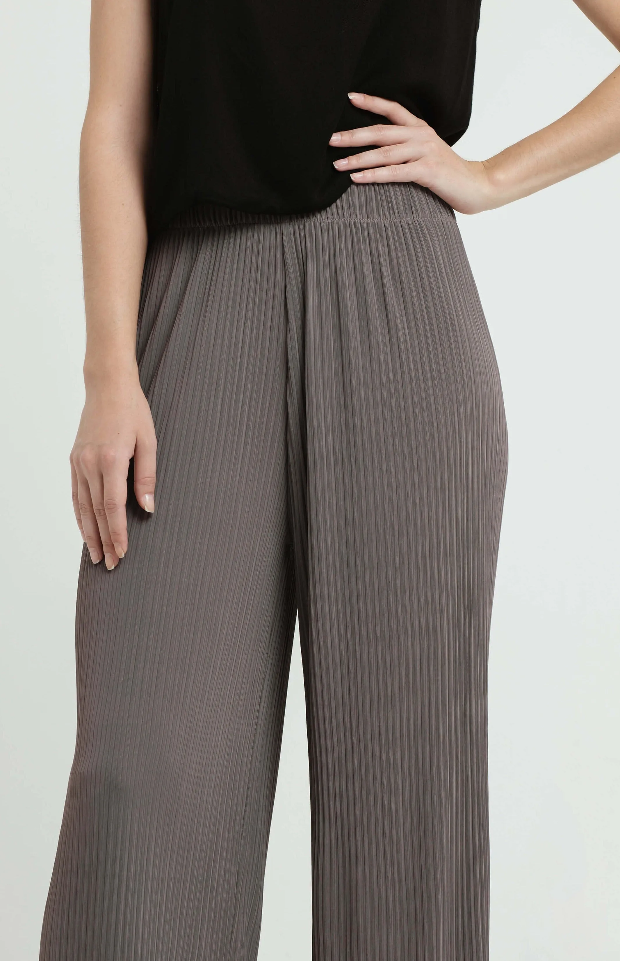 Grey Easy Pleated Pants