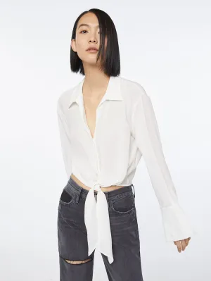 Imaan x FRAME Tie Up Button Up -- Off White