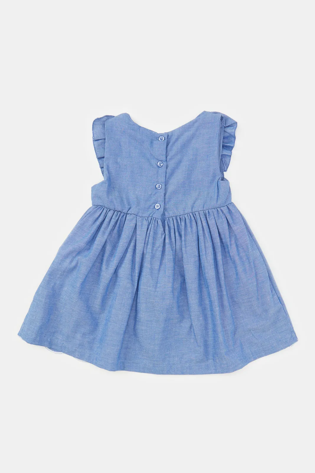 Infant Girls Blue Embroidered Dress