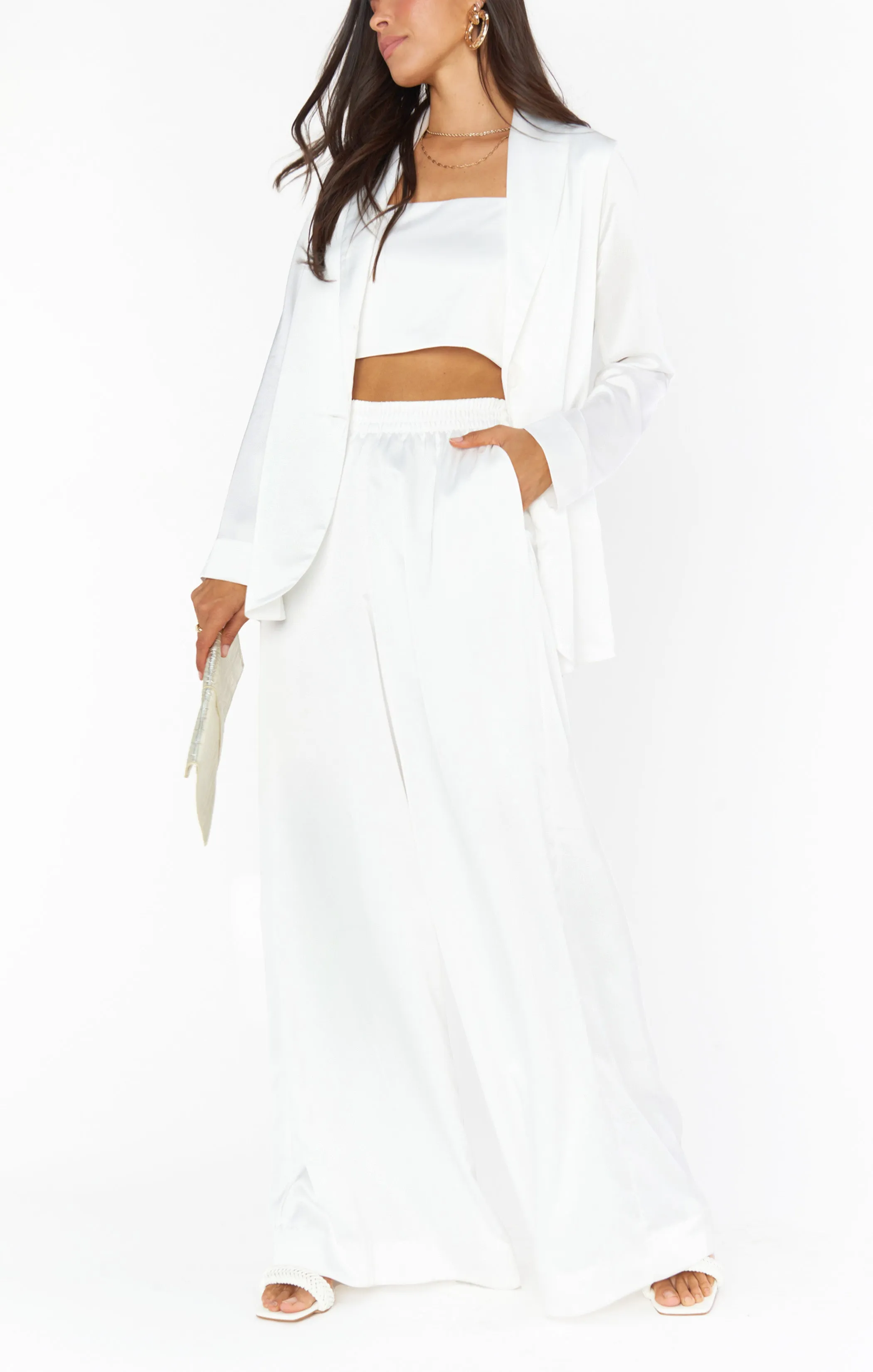 Irwin Pants ~ Ivory Luxe Satin