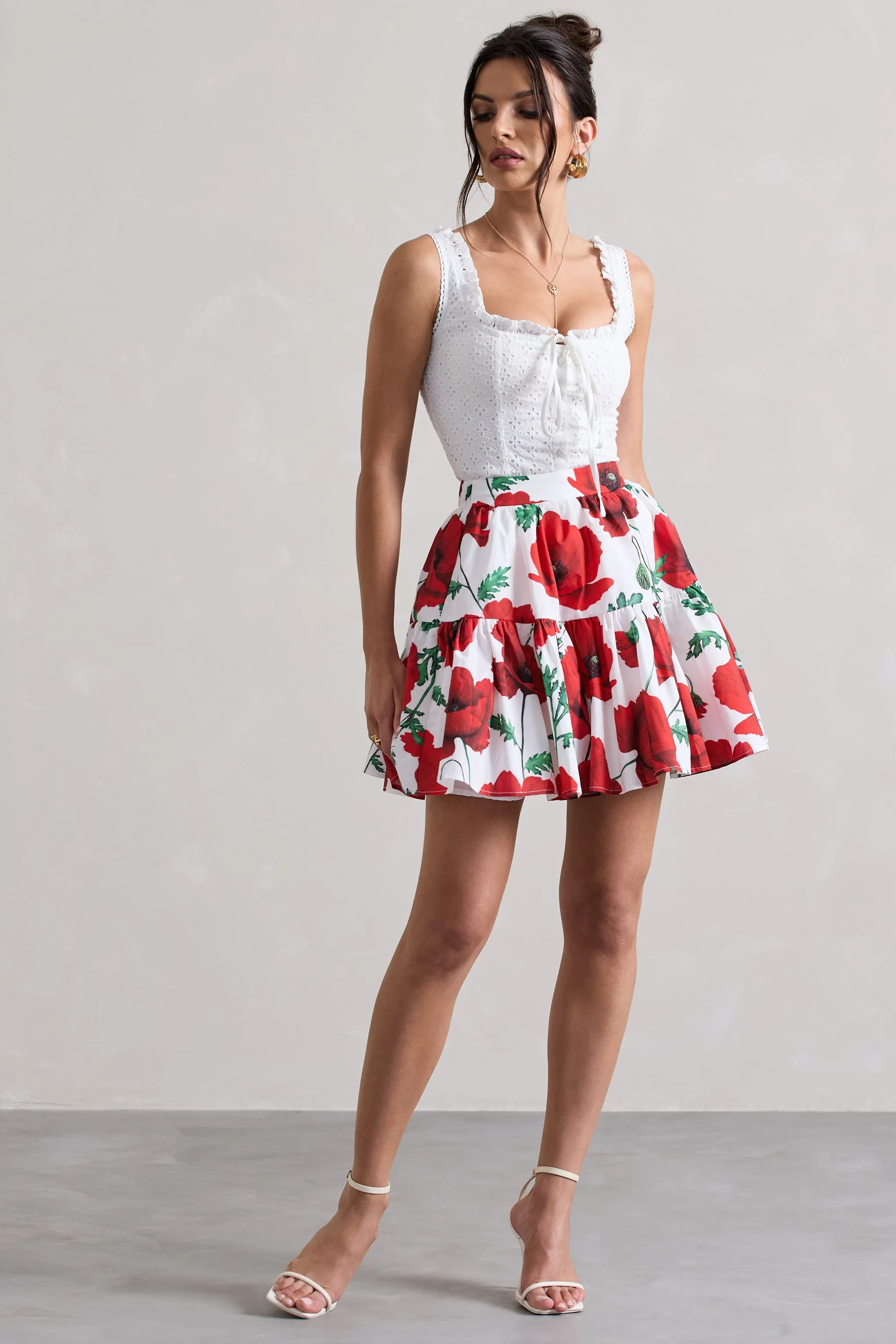 Isola | Poppy Print Poplin Tired Mini Skirt