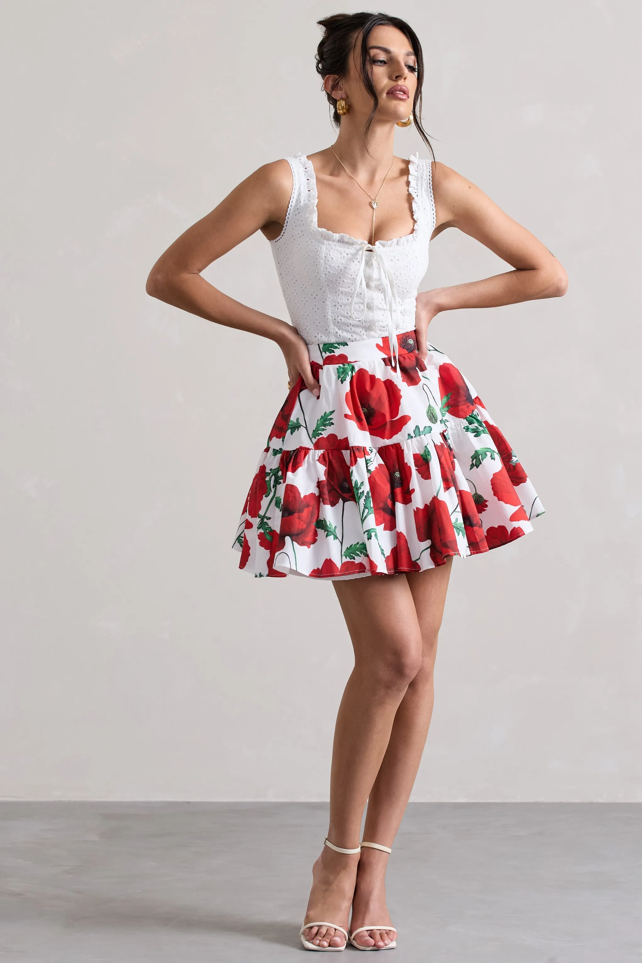 Isola | Poppy Print Poplin Tired Mini Skirt