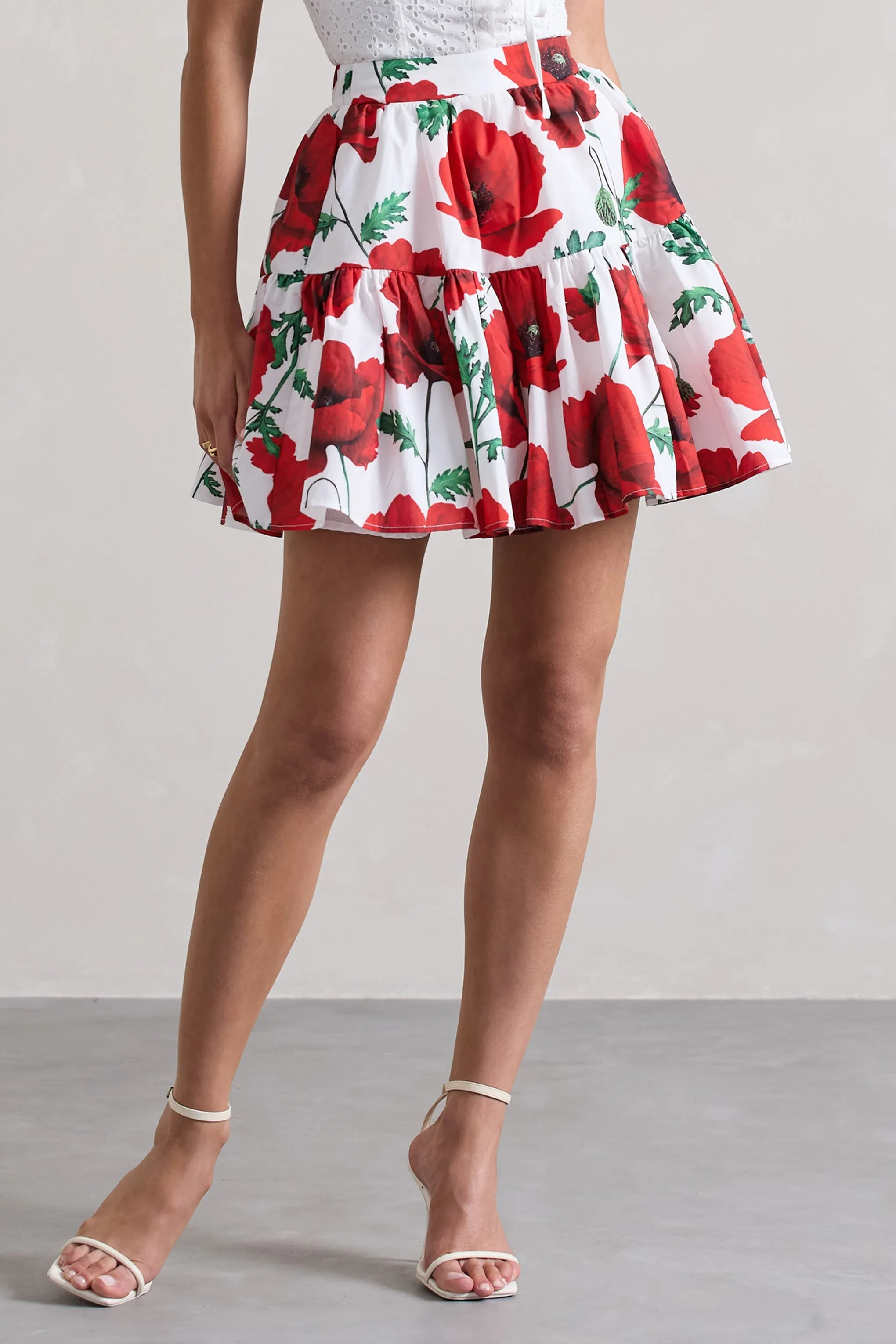 Isola | Poppy Print Poplin Tired Mini Skirt