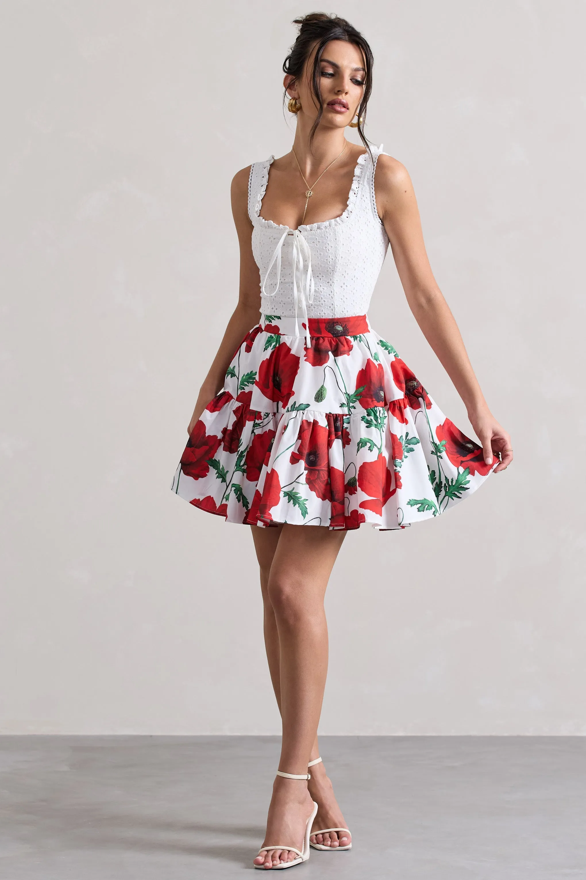 Isola | Poppy Print Poplin Tired Mini Skirt